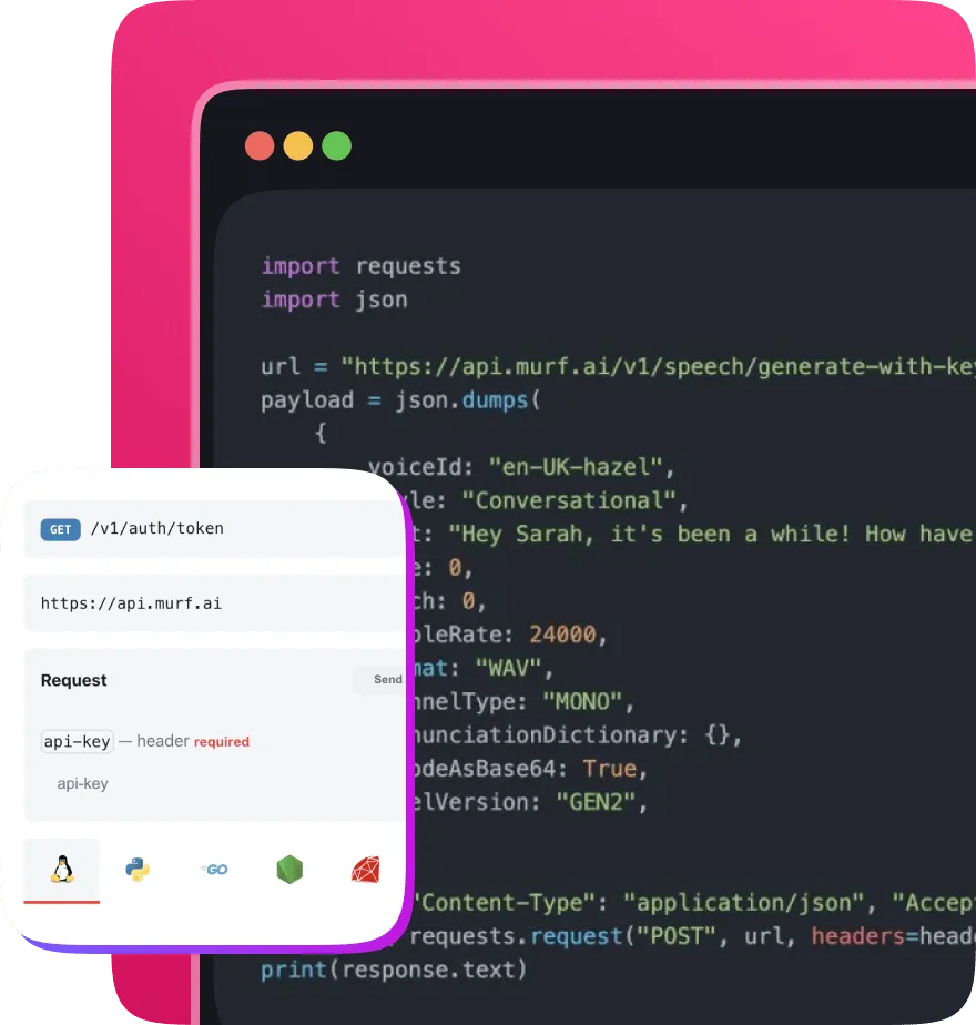 murf text to speech api code