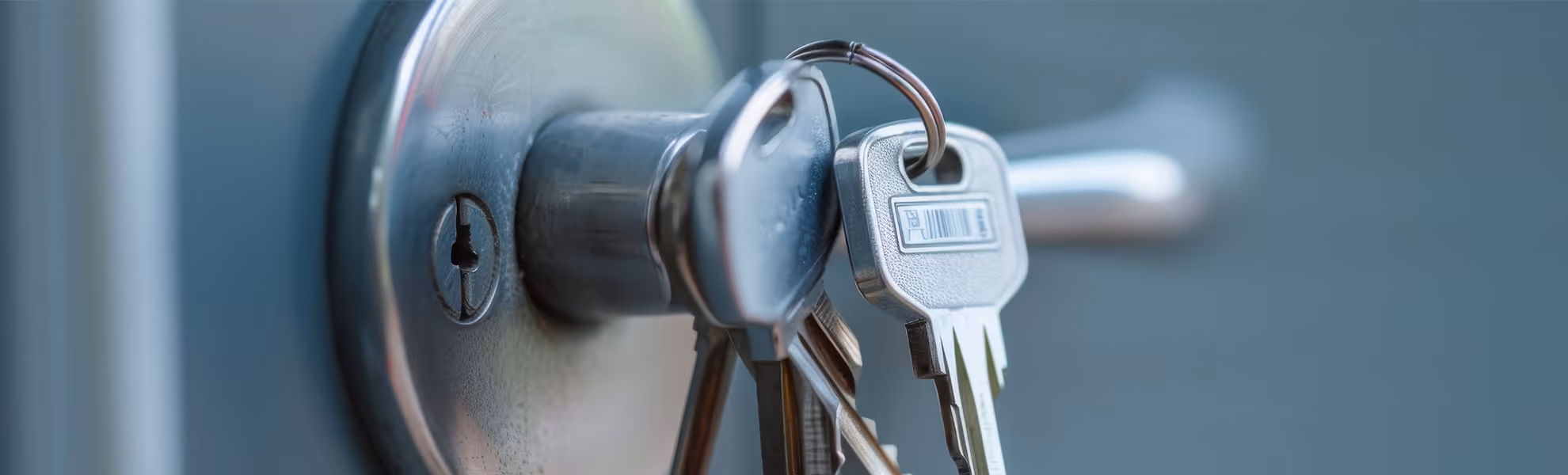 Person, die beim Verlassen des Hauses die Eingangstür sorgfältig abschließt, um optimalen Einbruchschutz zu gewährleisten