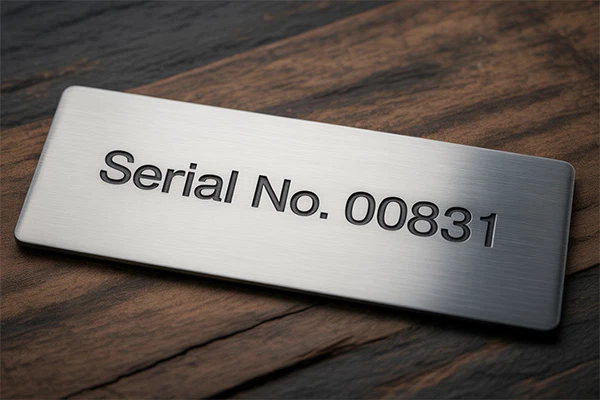 Namensschild graviert mit einem Mopa Laser