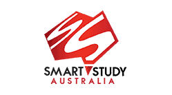 Smart Study Australia logo with stylized red and white initials and text below.