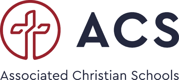 Logo of Associated Christian Schools featuring a stylized cross inside a circle next to the acronym ACS and the full name below.