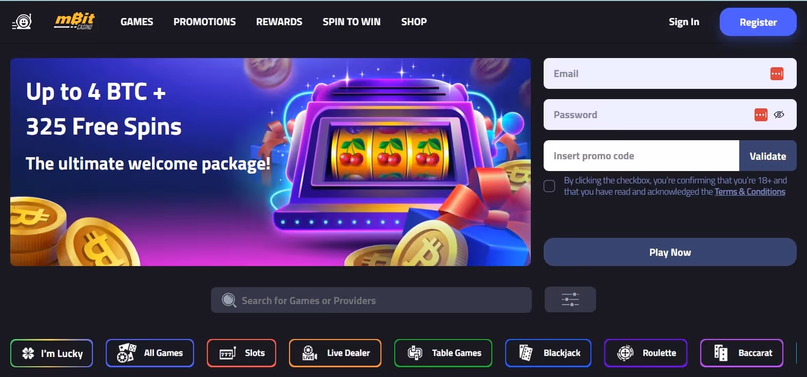 mBit Casino Website