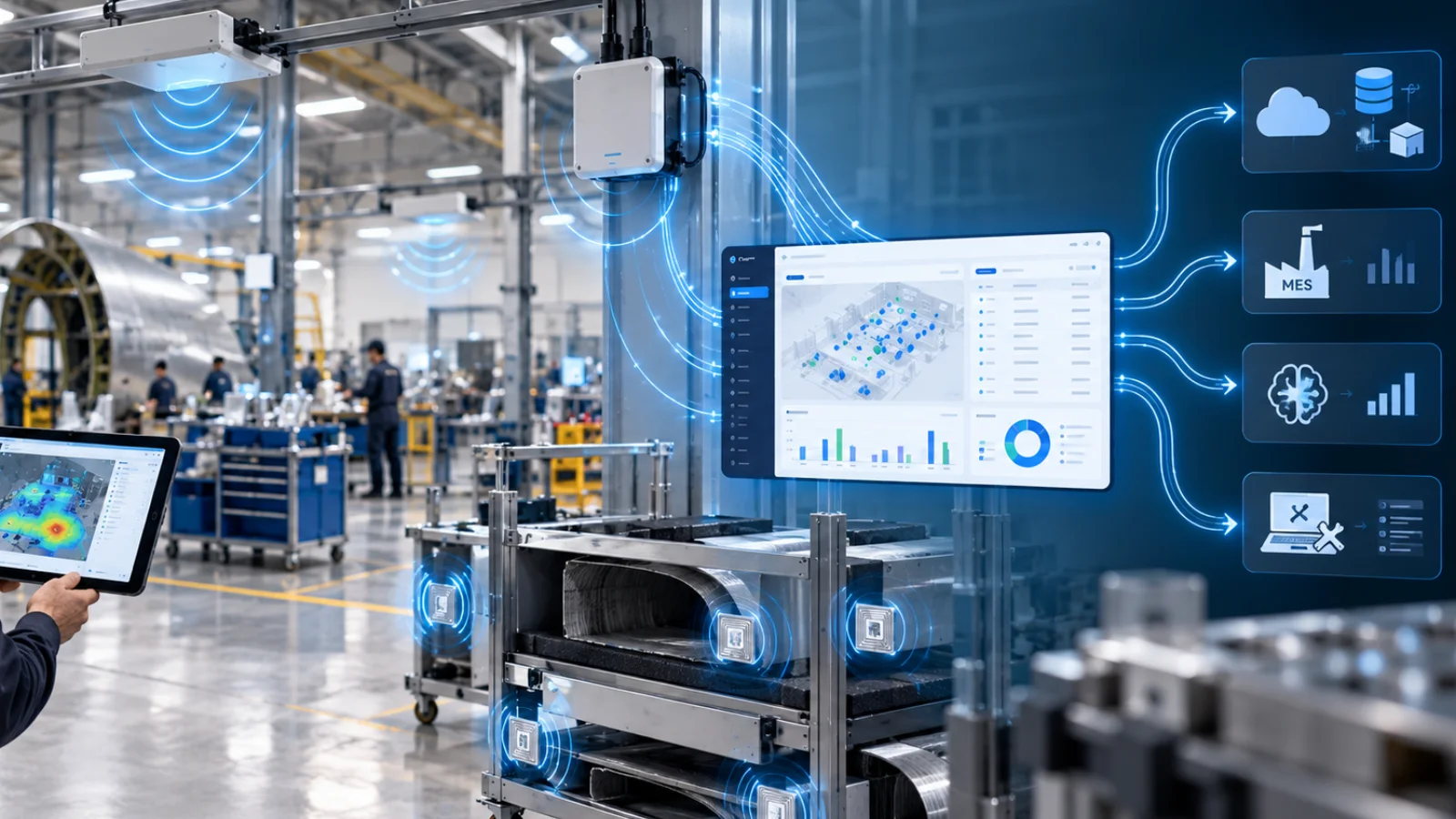 The FactorySense platform connects movement data on the floor or yard and translates into discrete movement data that connects to your ERP system