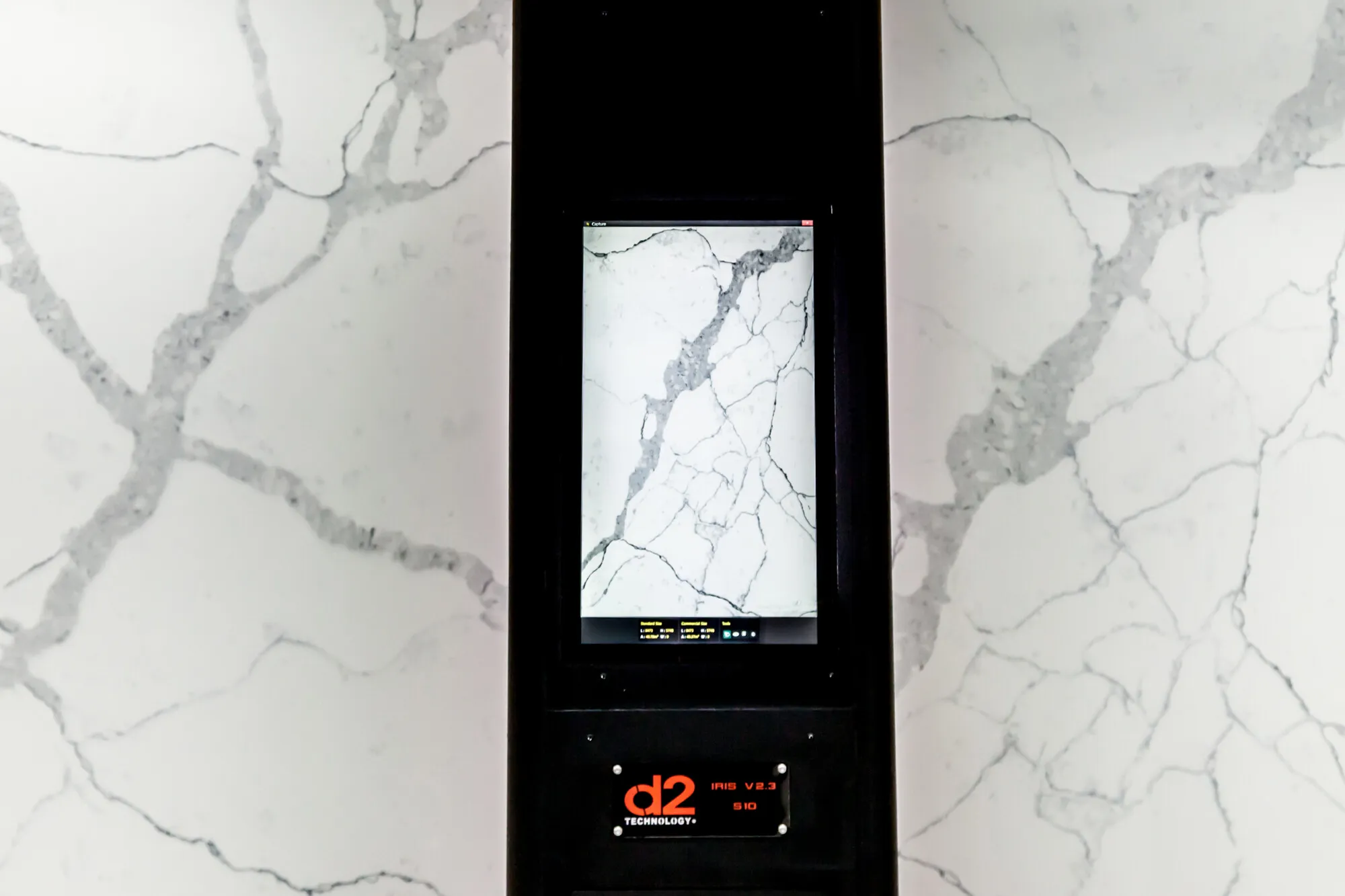 A worktop slab being scanned by the Iris D2 Scanner.