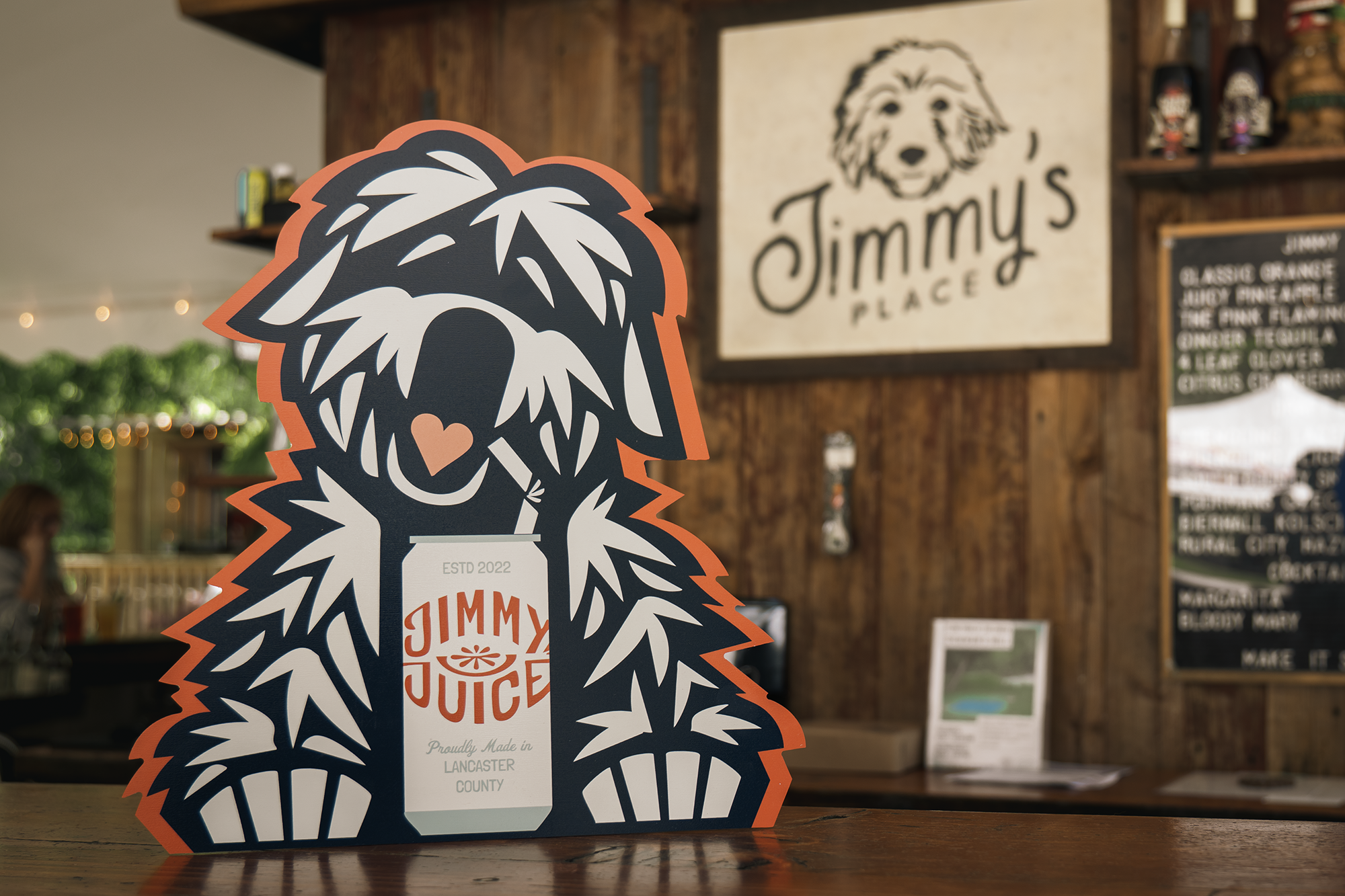 Jimmy sign, the dog mascot of Jimmy Juice
