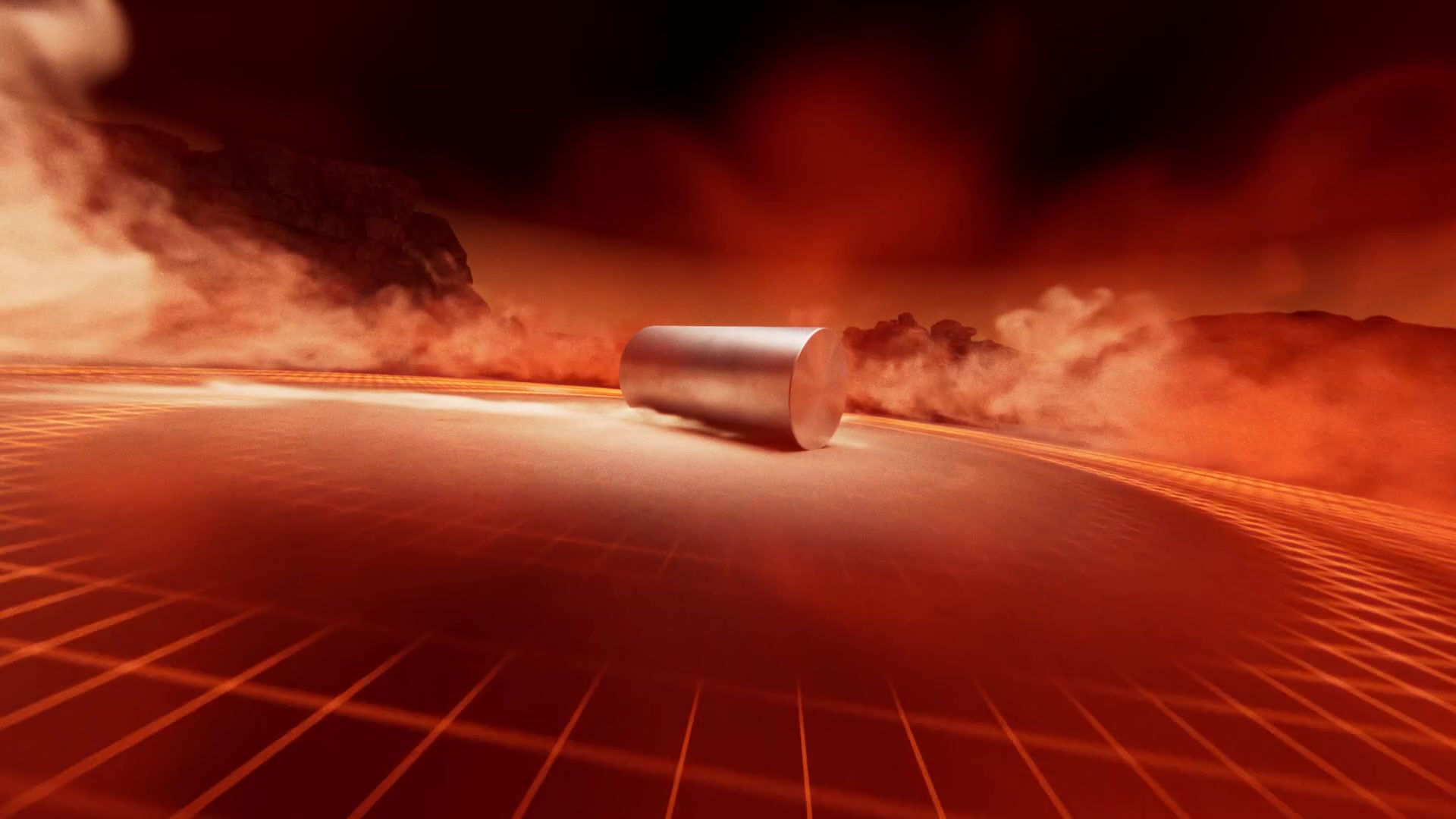 Hamm – The Touch – cylinder on an orange compaction grid, 3D still