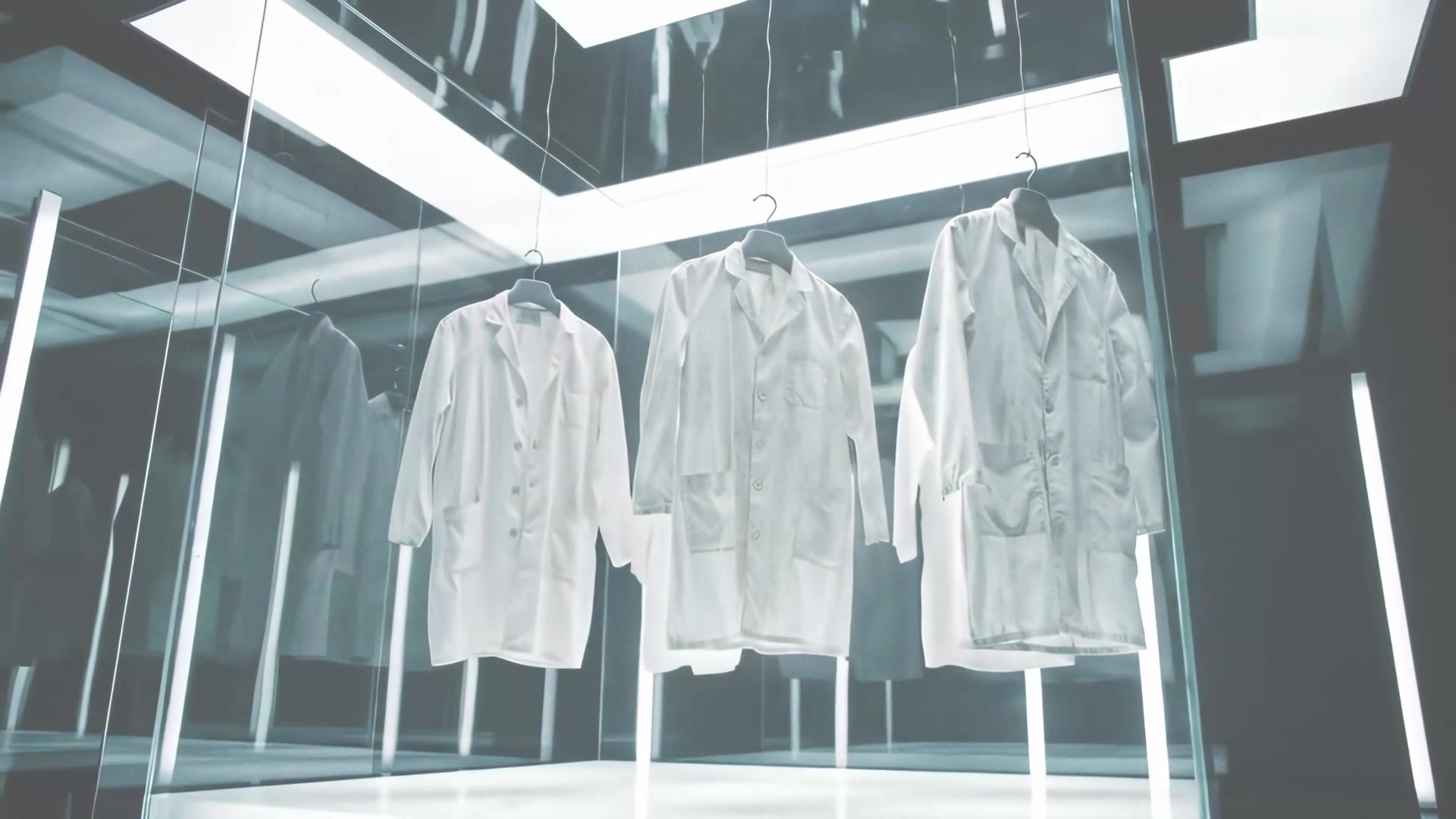 C4DR – coats suspended in a light installation, thumbnail