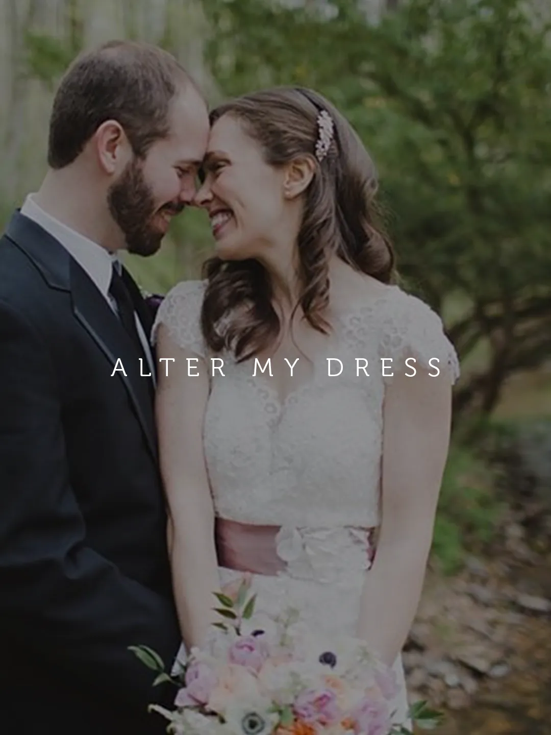 Alter My Dress client with her groom at their wedding 