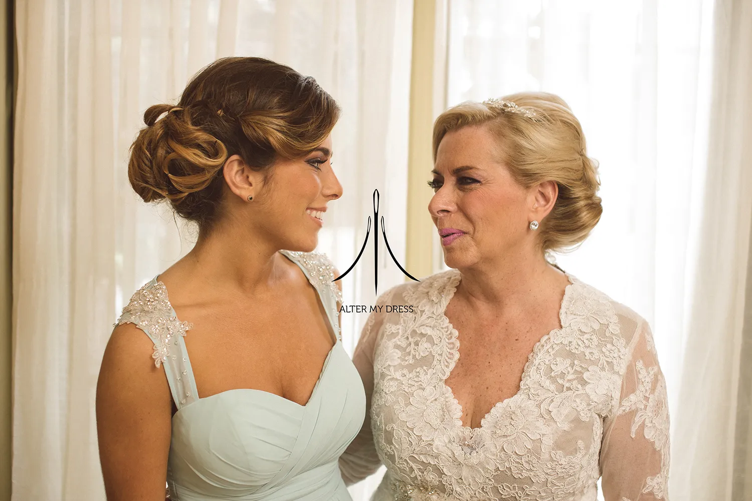 wedding party fitting session of a formal dress alterations in Philadelphia