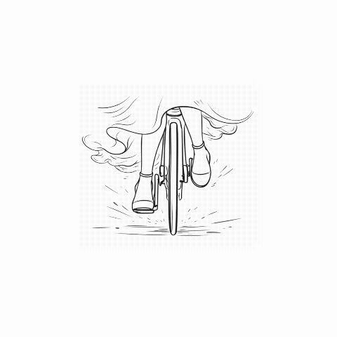 Animated GIF of bride on a bike racing. Alter My Dress Philadelphia Bride Ride Race 2026 title and logo.