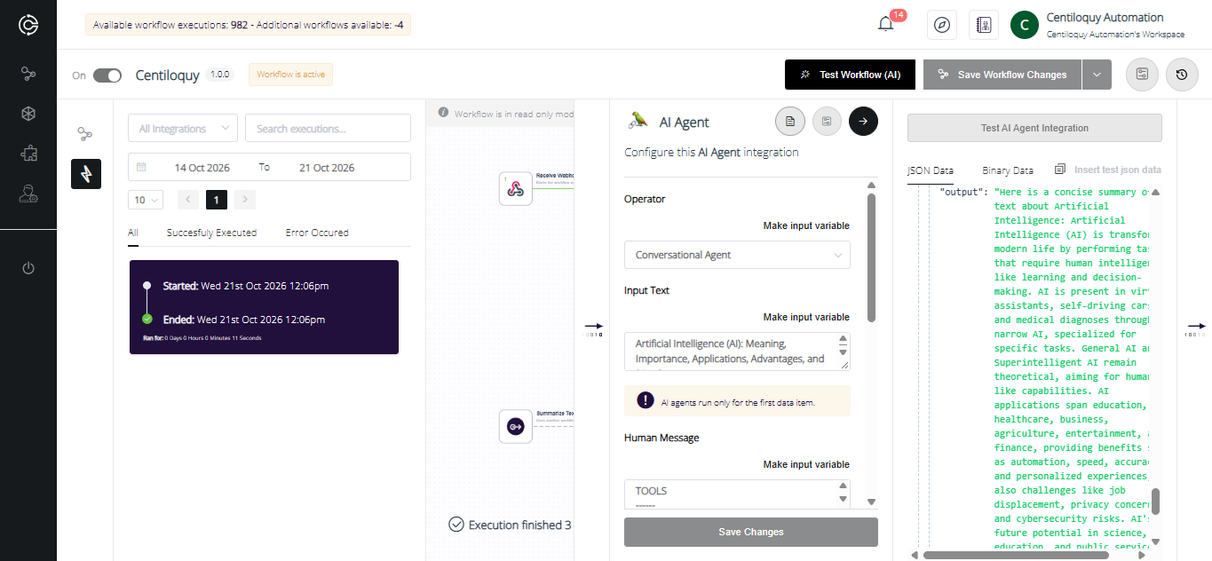 Software interface displaying workflow automation setup with trigger options and flowchart connections.
