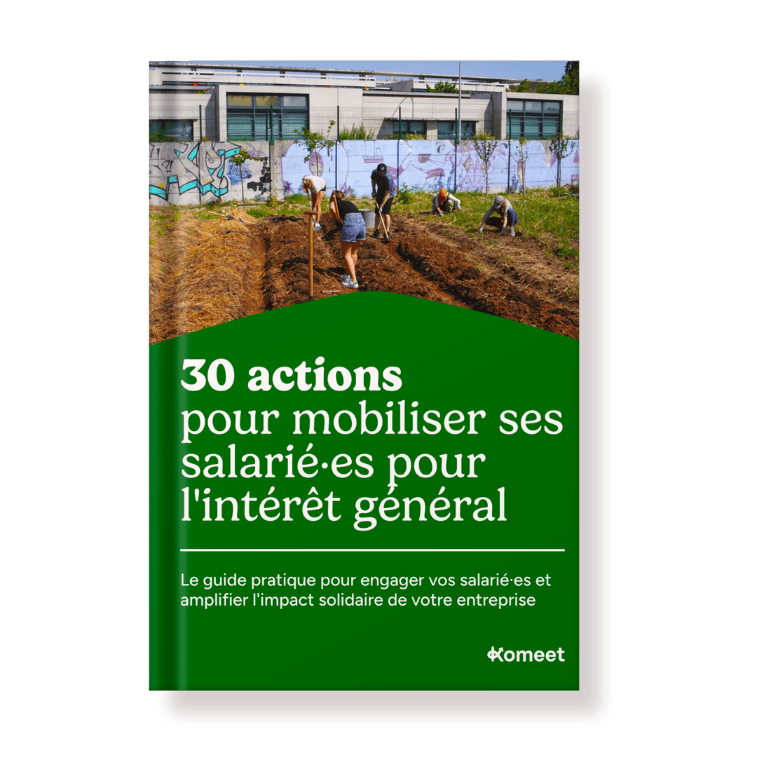 Mockup du guide 30 actions pour mobiliser un maximum de salariés pour l'intérêt général avec des conseils pratiques