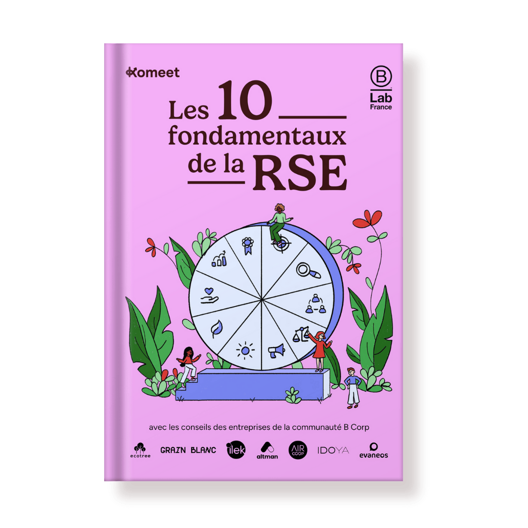 Mockup du guide des 10 fondamentaux de la RSE avec conseils et fiches pratiques