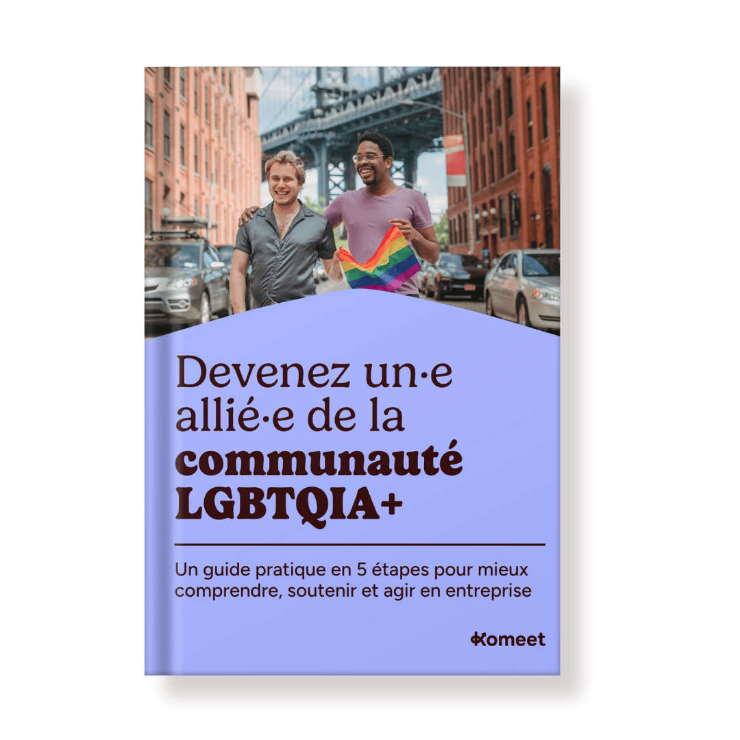 Mockup d’un guide détaillé pour comprendre les enjeux LGBTQIA+ et agir en faveur d’un environnement de travail plus inclusif.