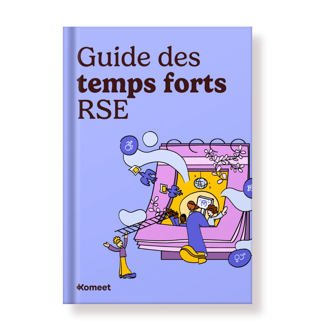 Mockup du Guide des Temps Forts RSE, un guide pratique et des outils clés pour engager vos équipes sur les thématiques RSE