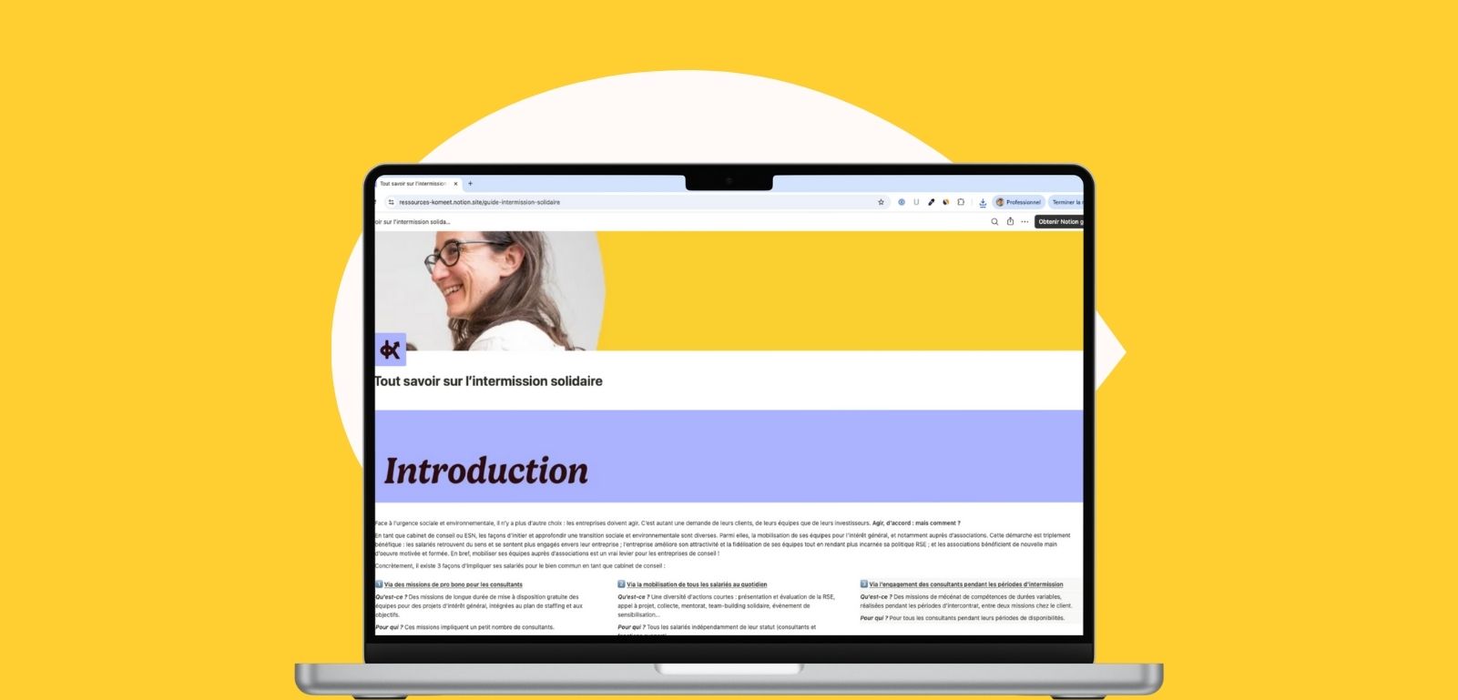 Mockup du guide Tout savoir sur l’intermission solidaire, un guide théorique, pratique et des outils clés.