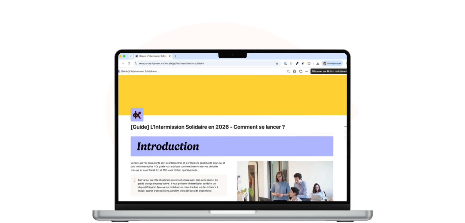 Mockup du guide Tout savoir sur l’intermission solidaire, un guide théorique, pratique et des outils clés.