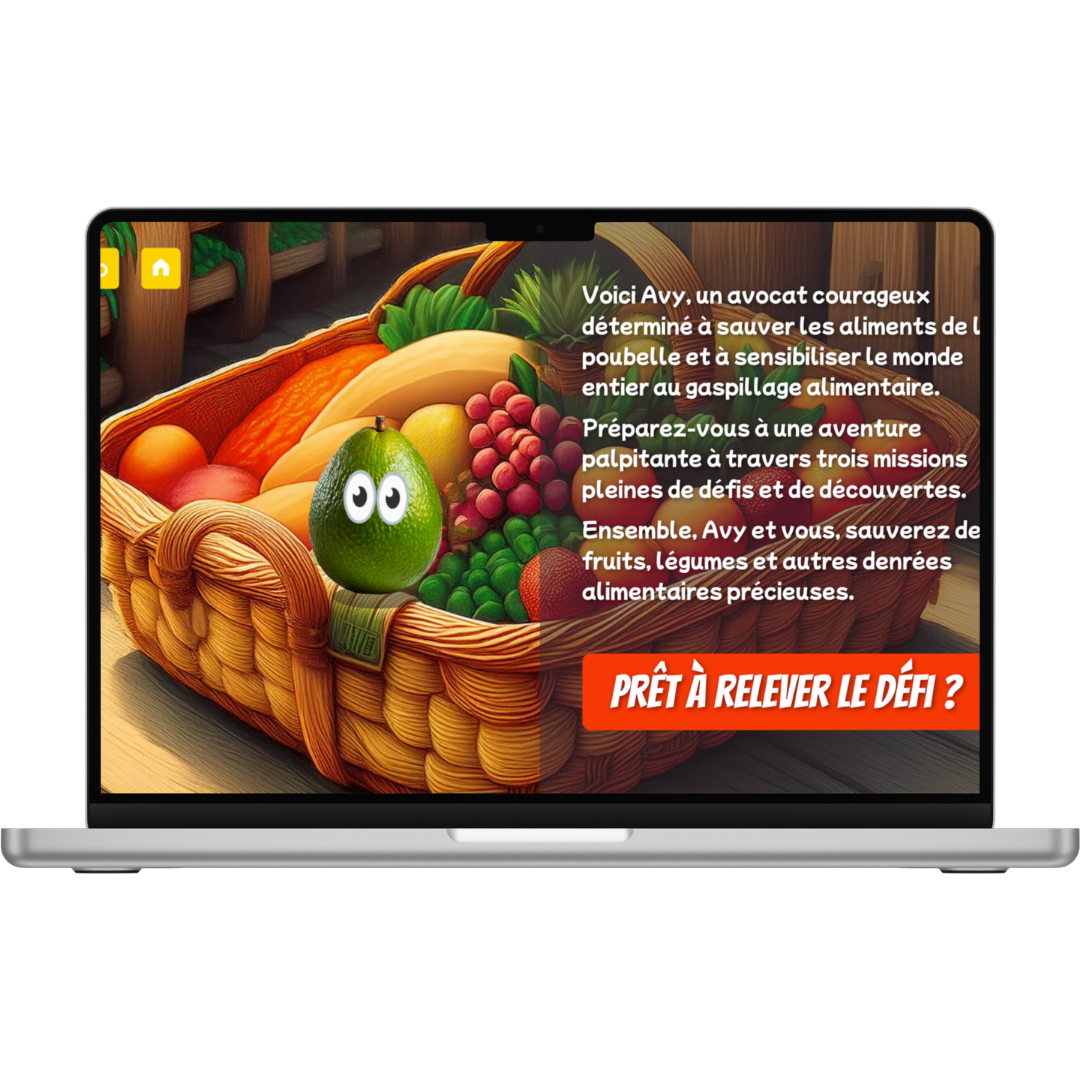 Mockup du Serious Game Gaspillage Alimentaire