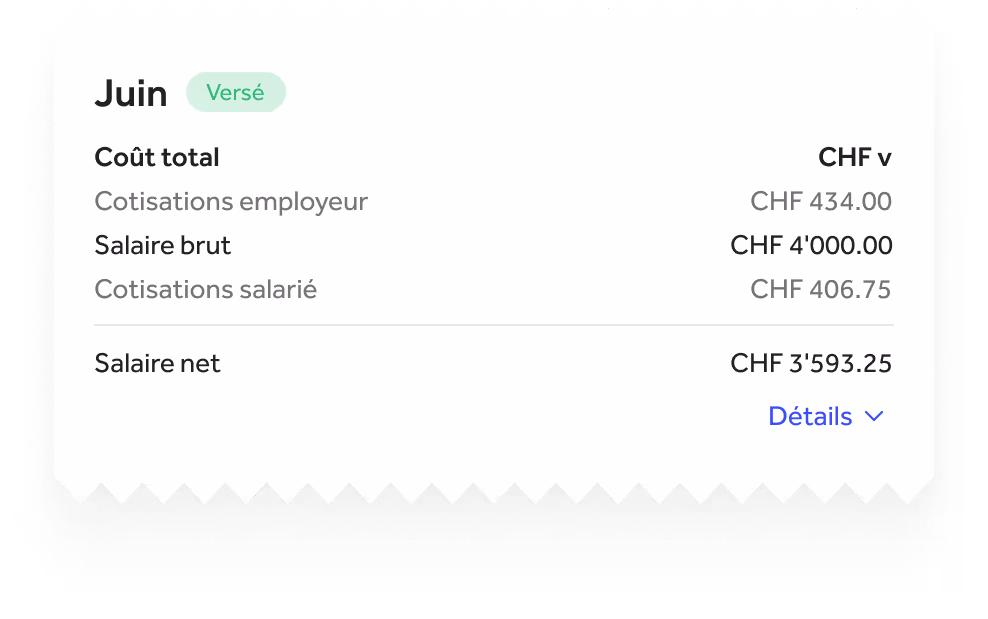 Interface Quitt Business pour le calcul automatique des salaires et des coûts de l'employeur