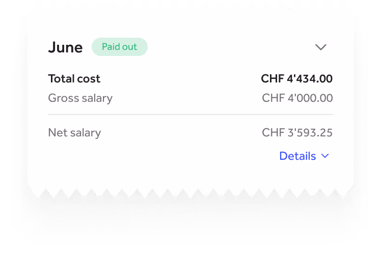 Automatically created payslip in the Quitt Business app