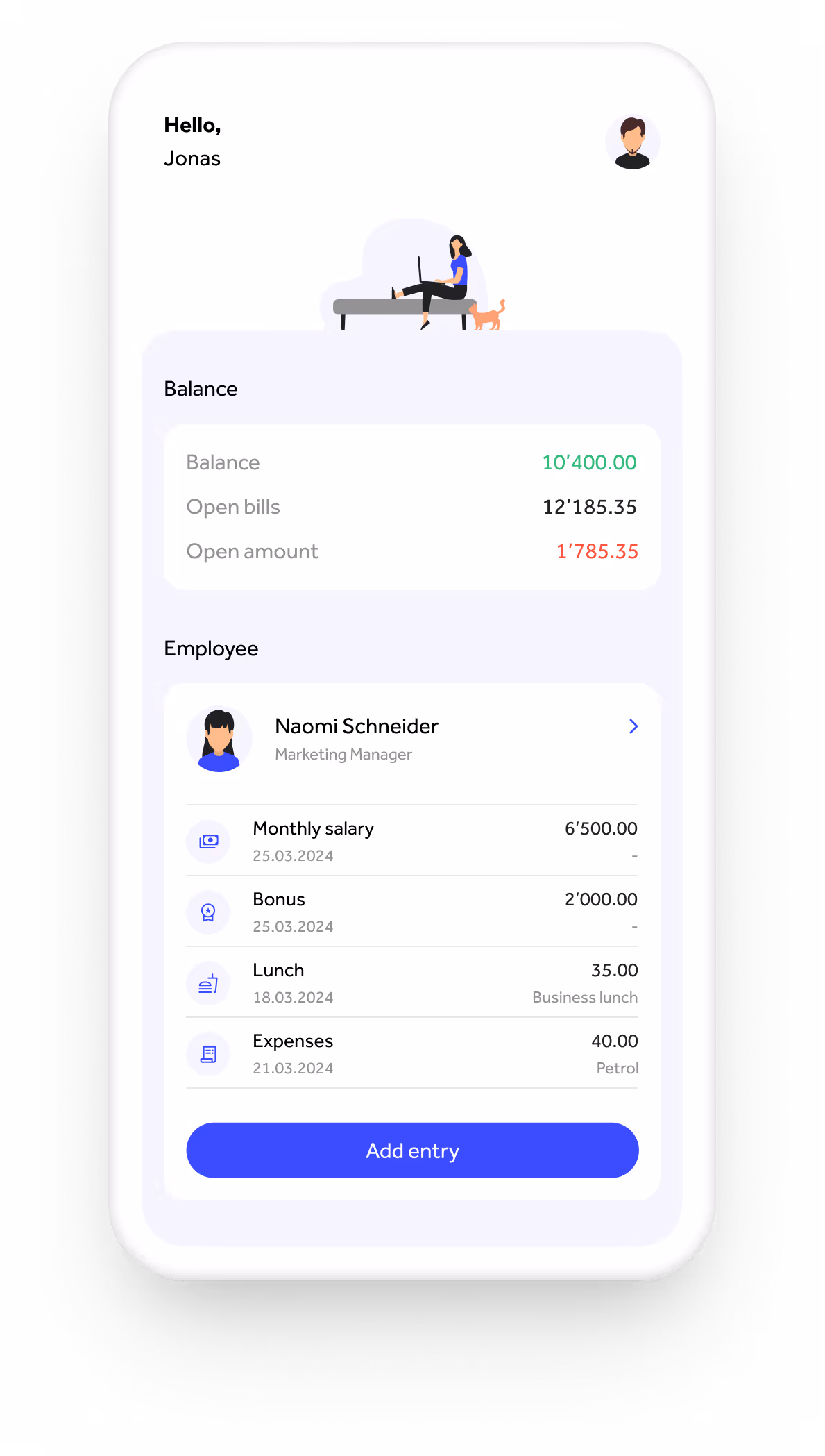 Clear and intuitive HR dashboard phone