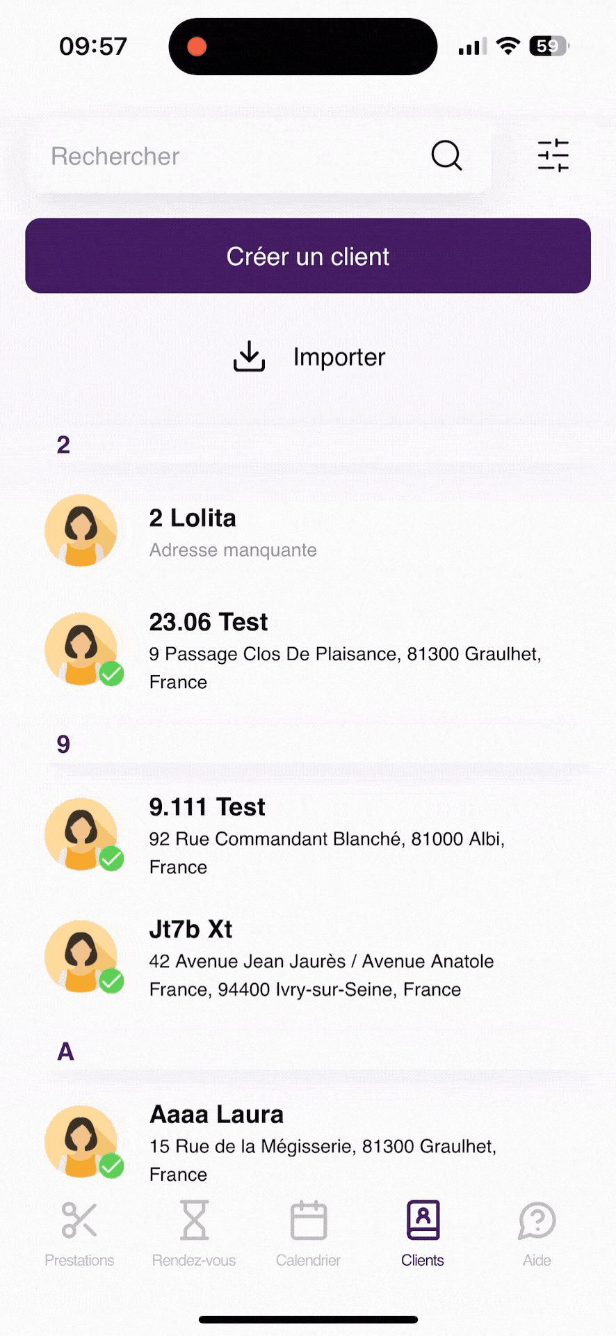 gif du répertoire client complet