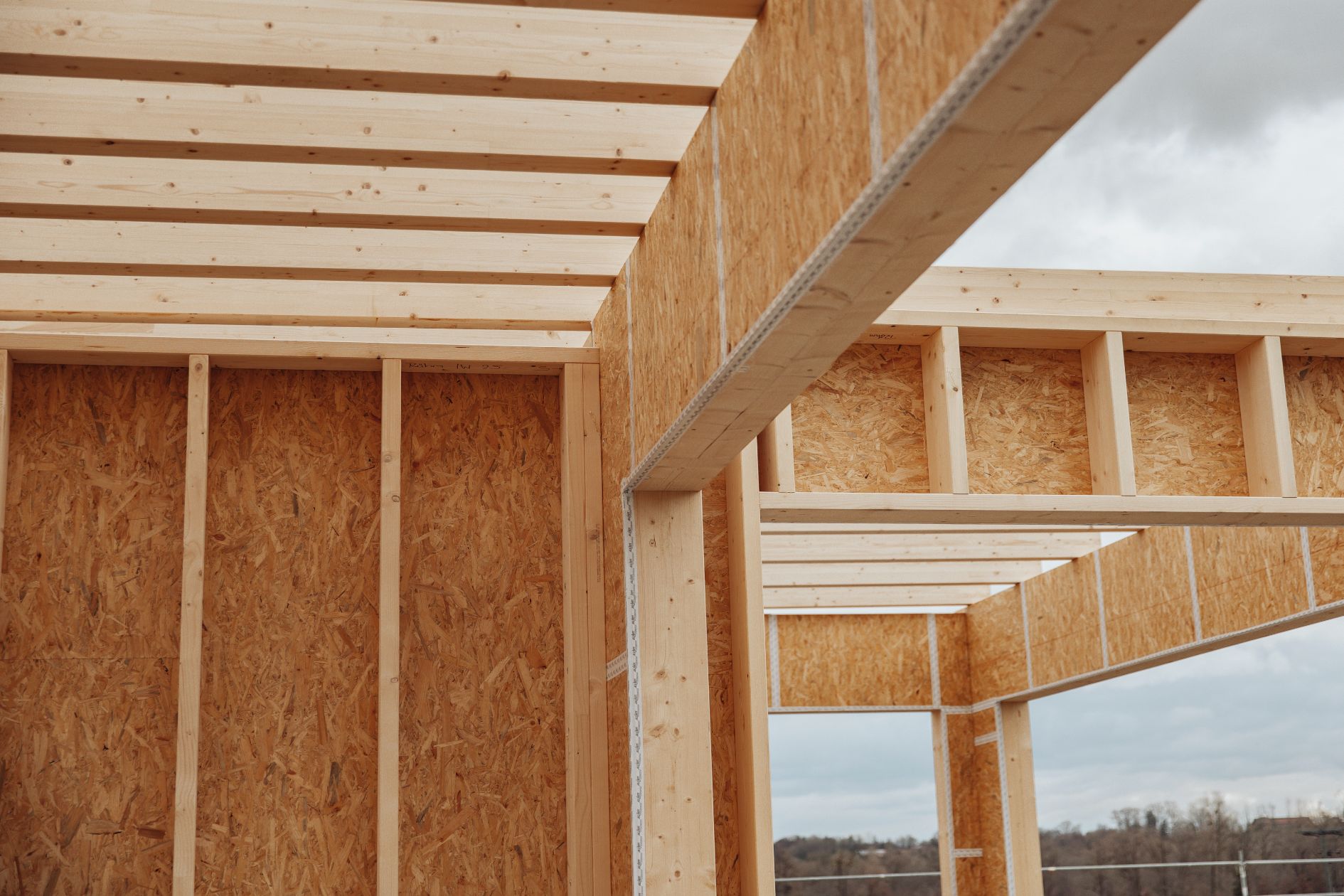 Haus von Innen, Holzständer ohne Wände