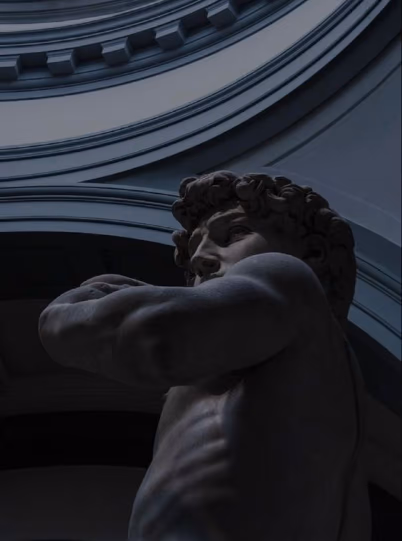 Statue of David in dark mode.
