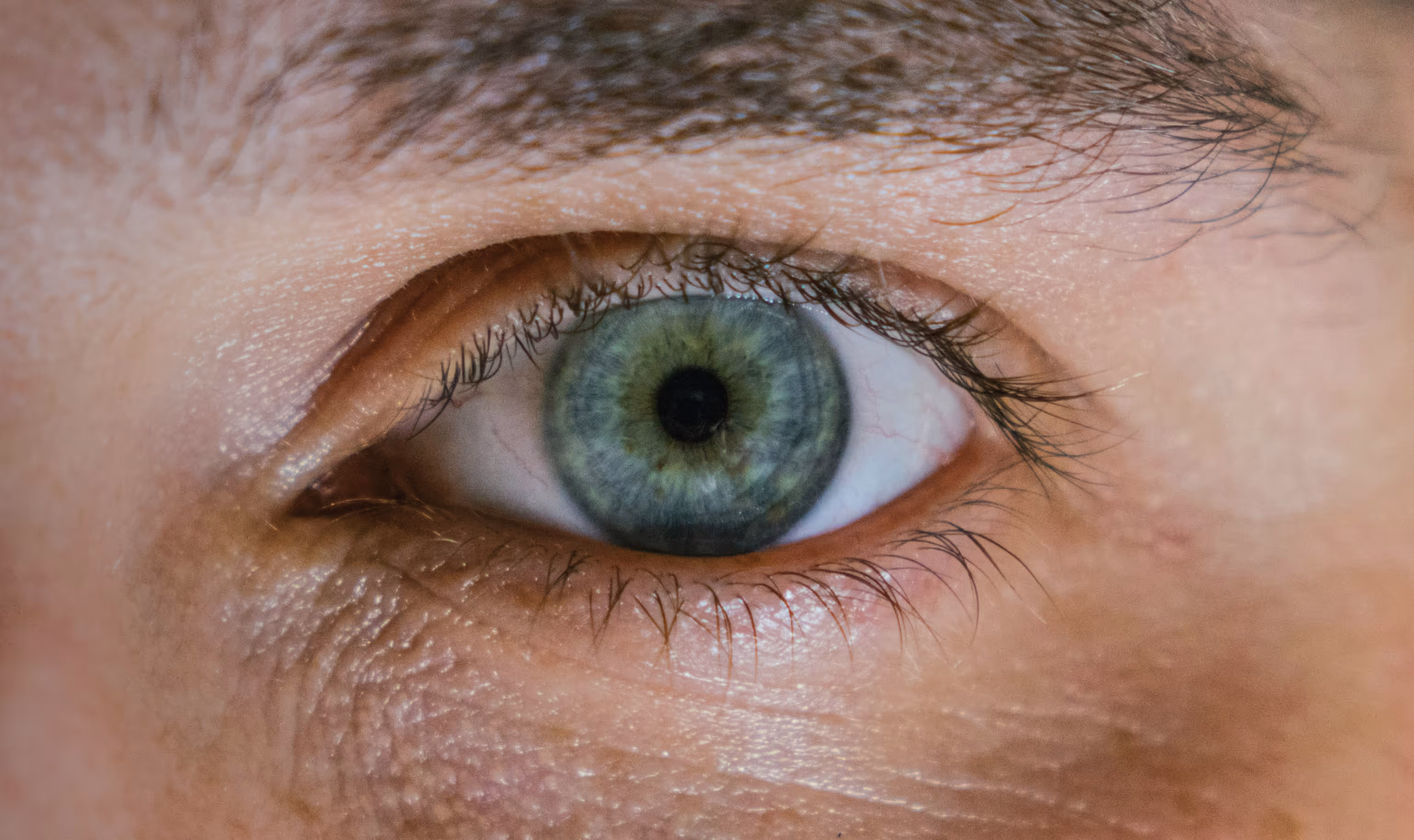 Zoomed in view of male eye of vision and effortless certainty.