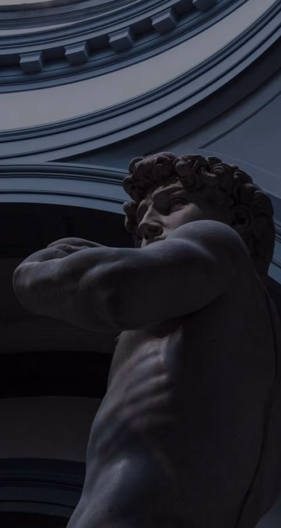 Statue of David in dark mode.