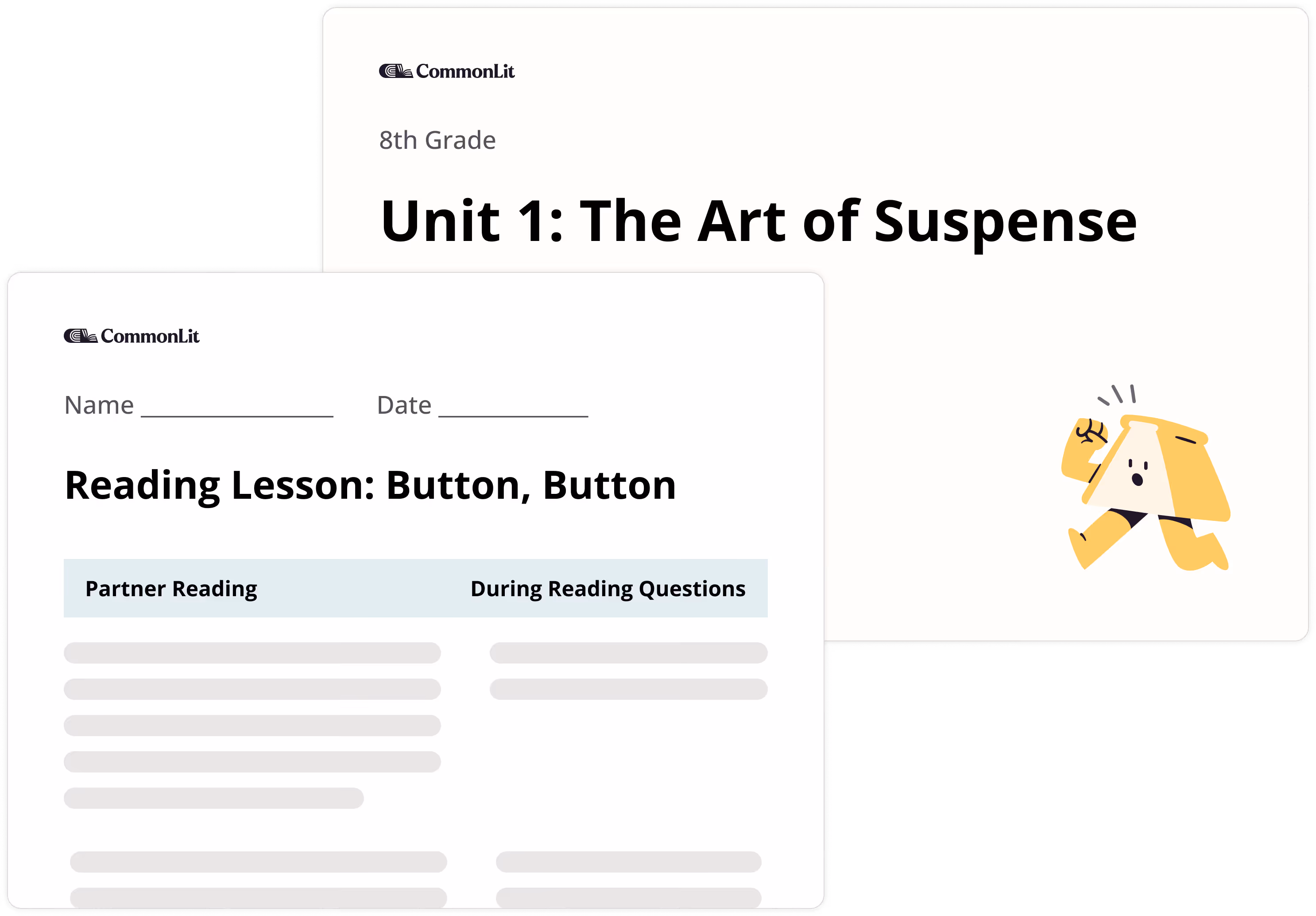 A mockup of CommonLit slide decks and lessons.