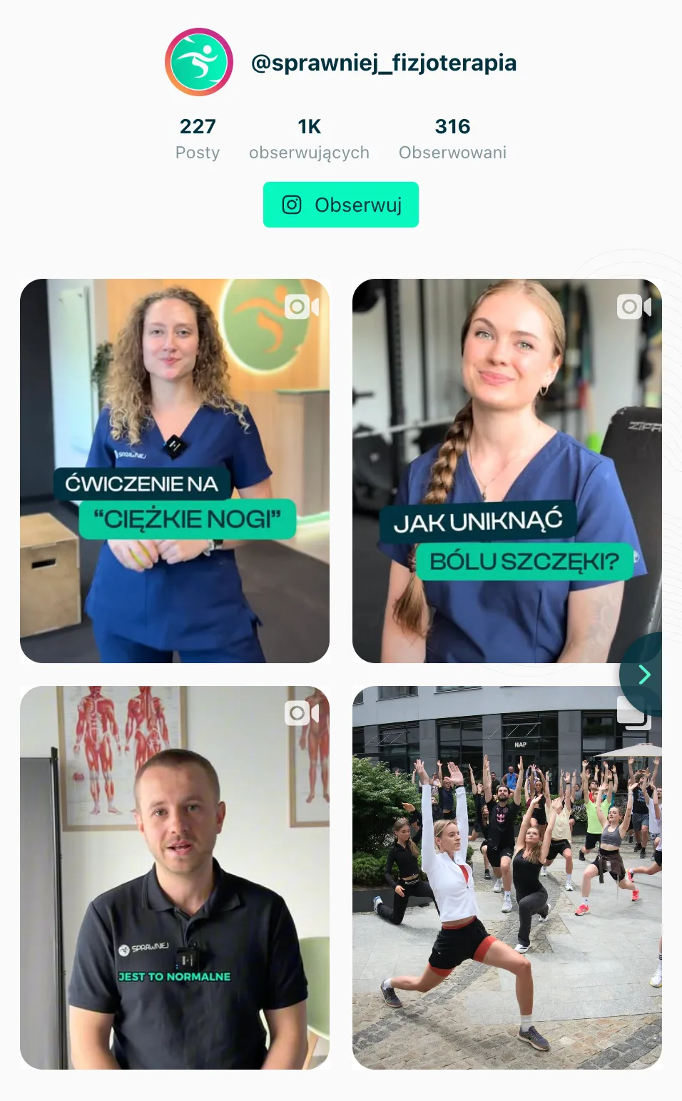 Profil @sprawniej_fizjoterapia na Instagramie z 227 postami i 1 tys. obserwujących.