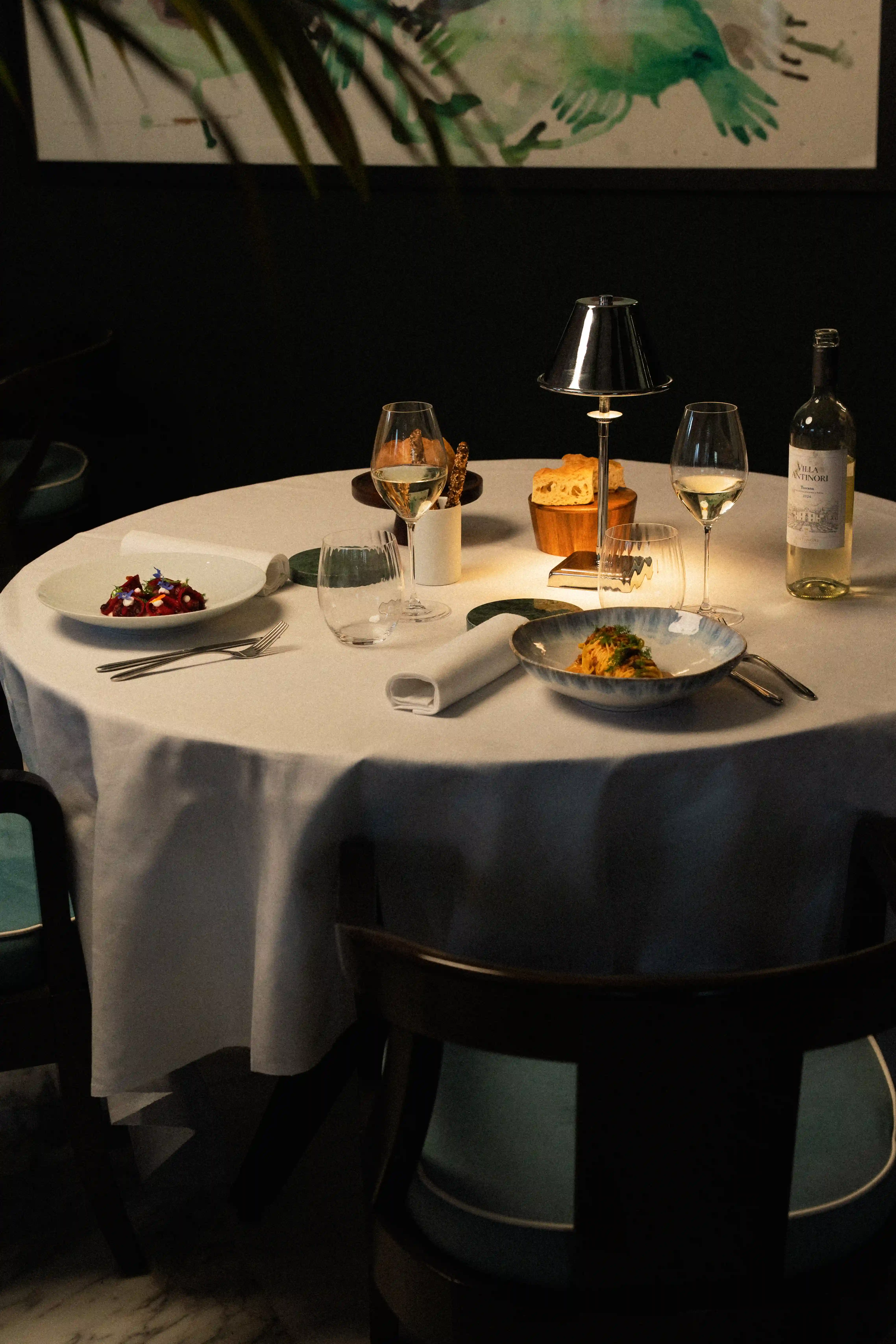 Luxurious Italian cuisine served in an upscale dining setting.