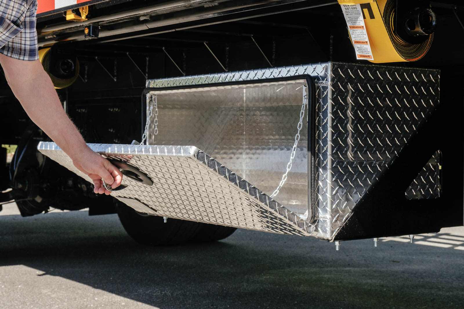 Toolbox installed on a flatbed body.