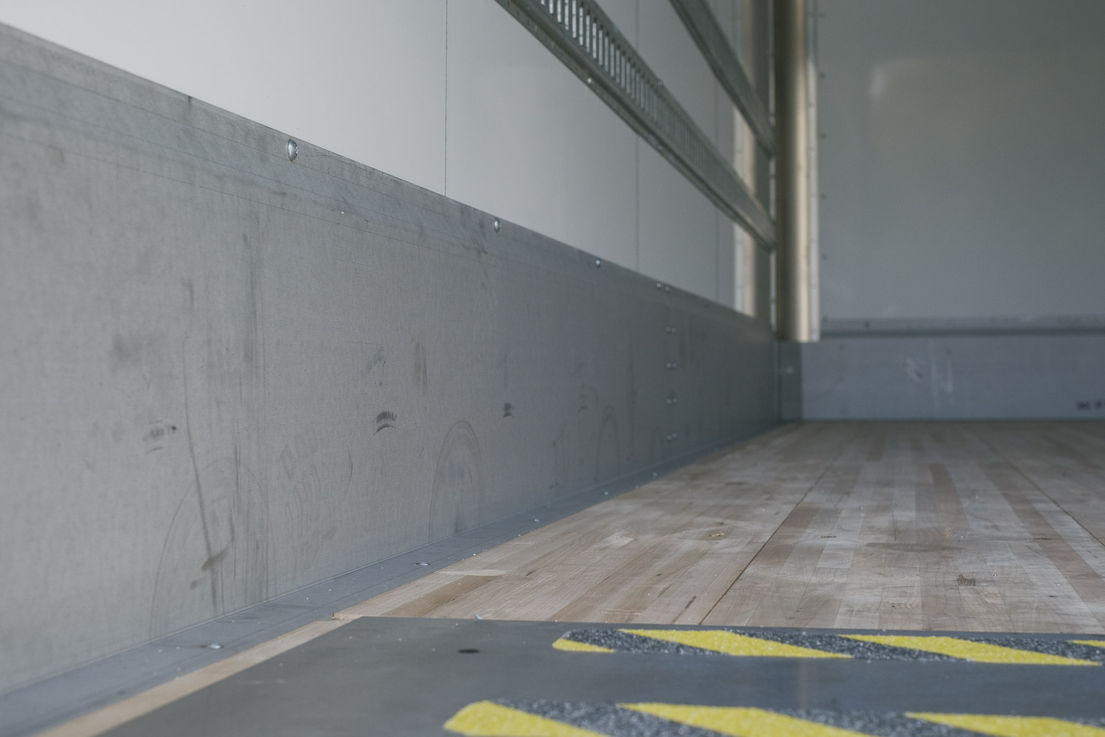 Galvanized scuff panels protect the interior walls from damage during transport.