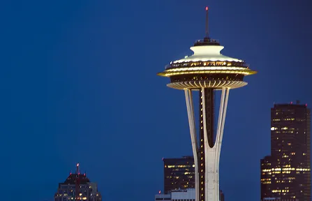 Seattle is the biggest city in the Northwest Region, and the Seattle Space Needle is part of its skyline.