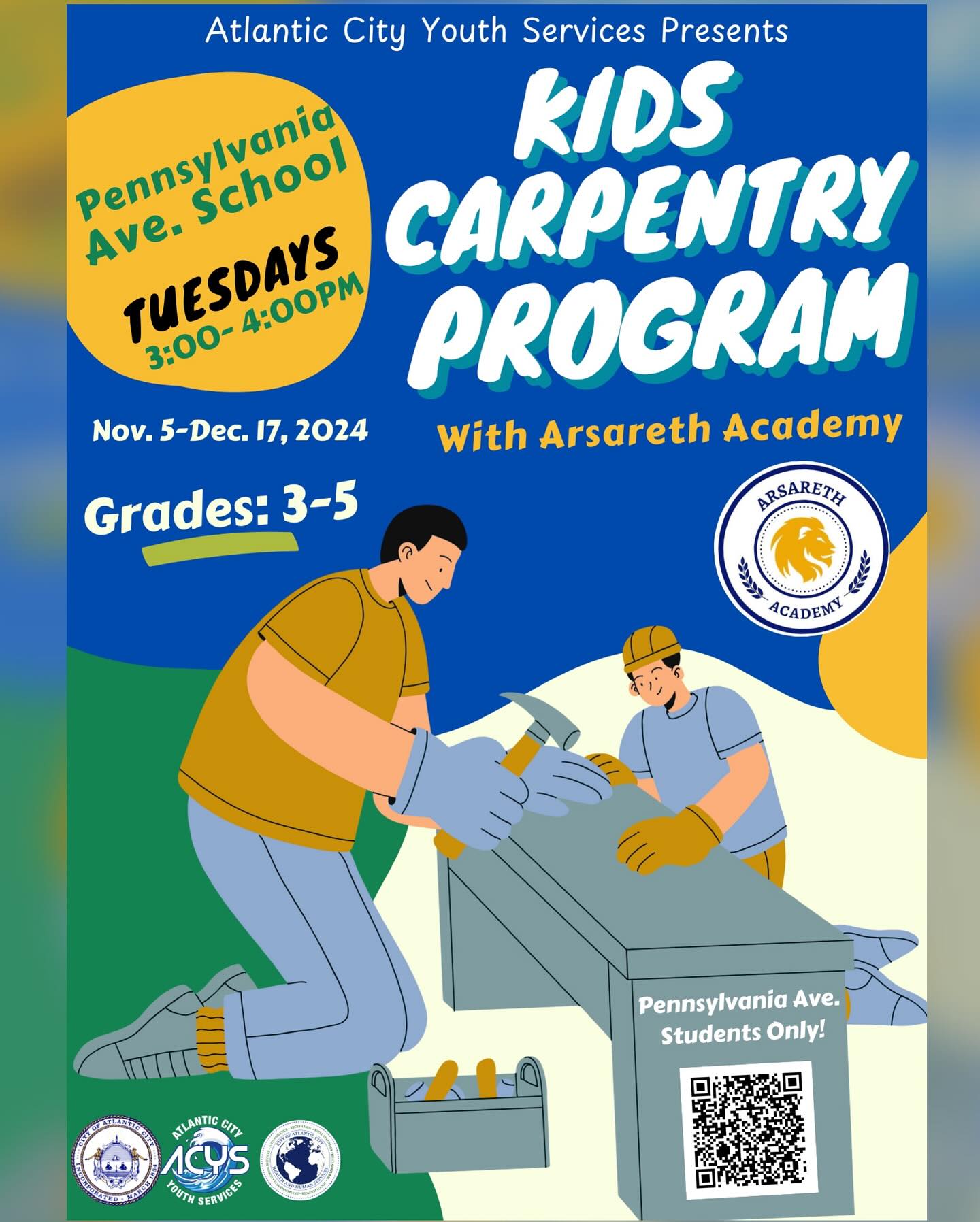 Kids Carpentry Program Kicks Off Tomorrow in Atlantic City Schools