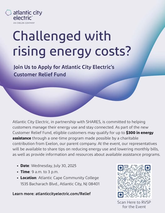 Apply for Up to $300 in Energy Relief at Atlantic City Electric’s Upcoming Event
