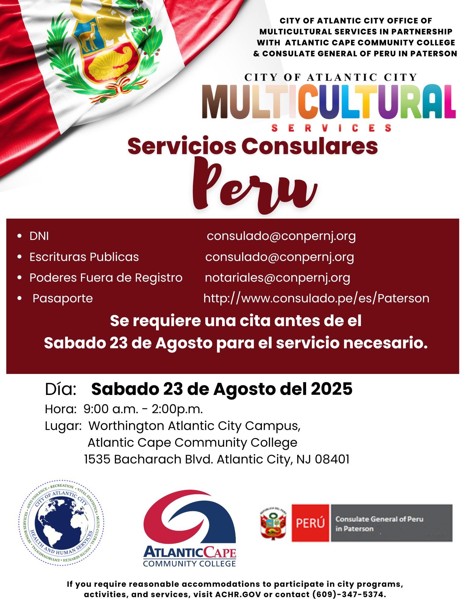 Peru Consulate Brings Official Services to Atlantic City in August
