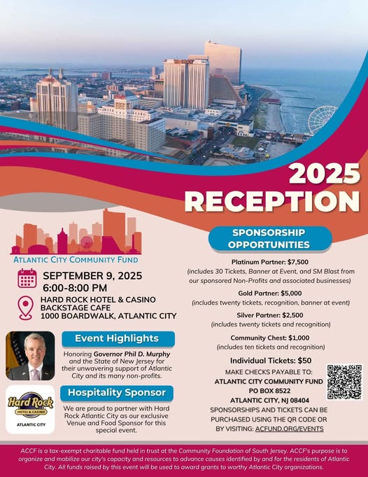 Atlantic City Community Fund to Host 2025 Reception Honoring Governor Phil Murphy