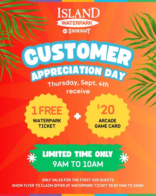 Island Waterpark Hosts Customer Appreciation Day with Free Tickets and Game Cards