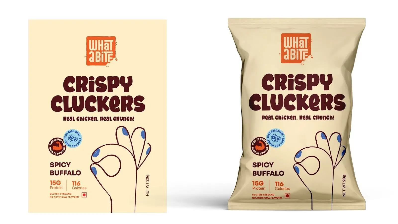 WhatABite - Crispy Cluckers Label Branding Done By Confetti Design
