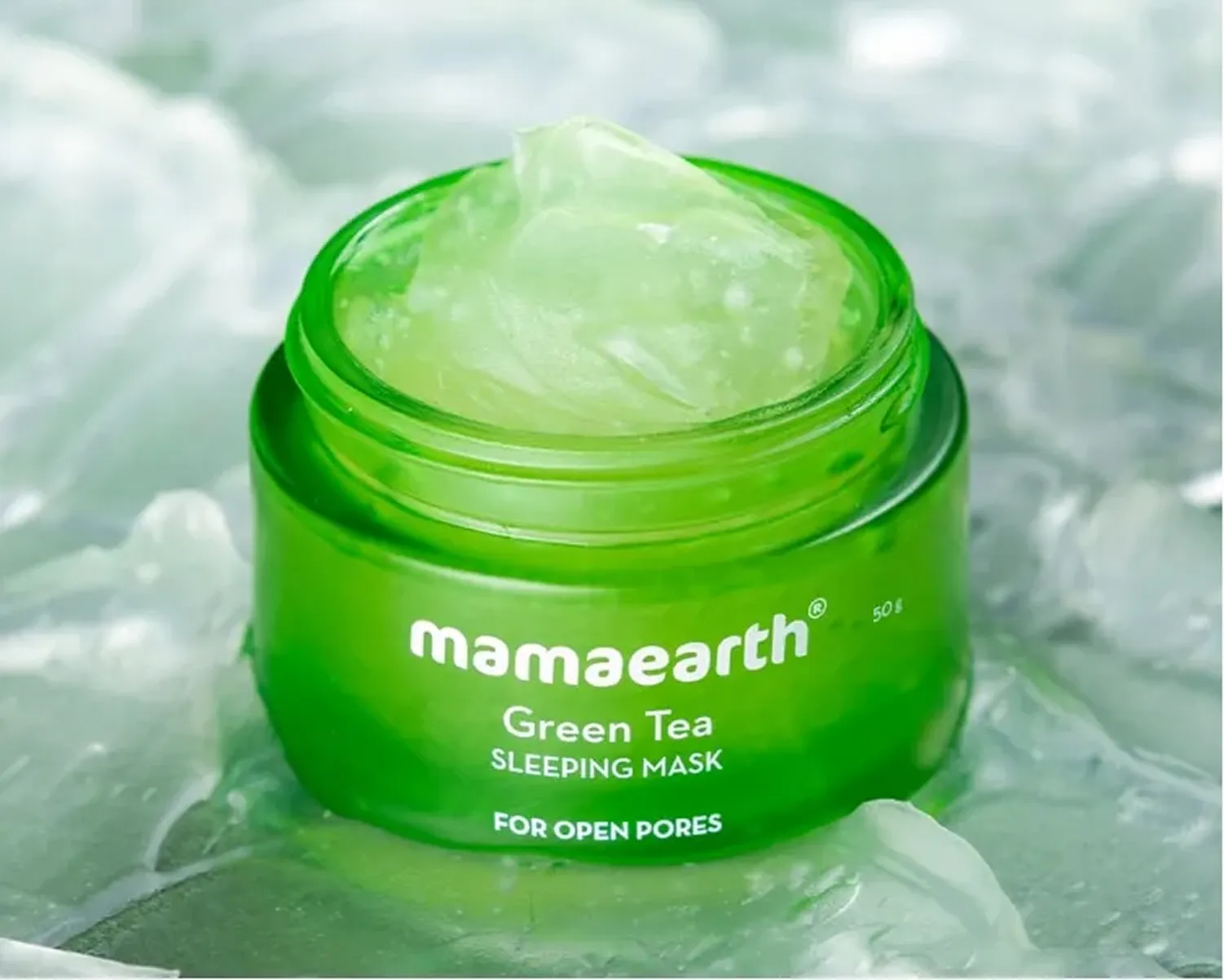 Mamaearth green tea series minimalist label design  with nature-inspired green color palette