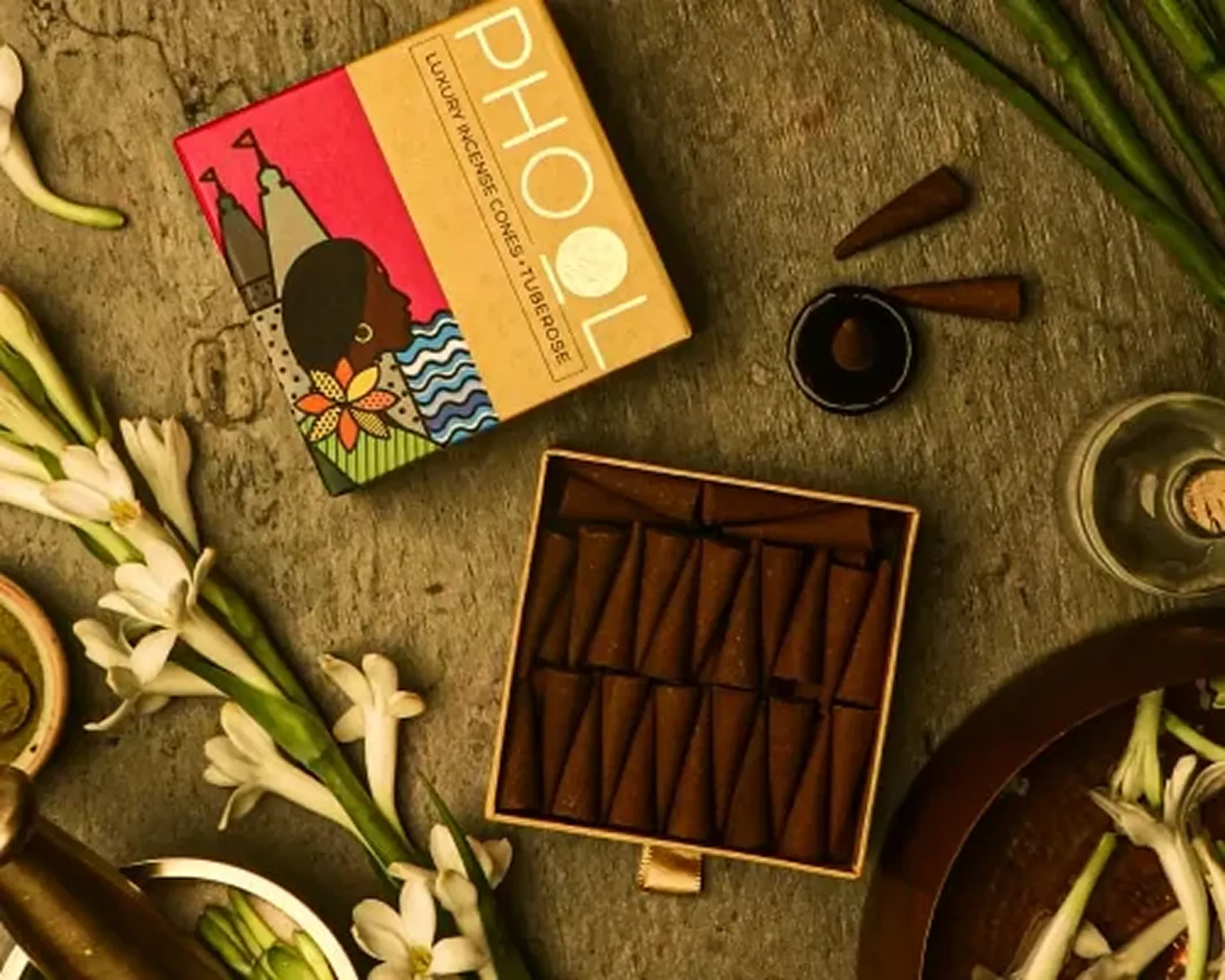 Phool Tuberose incense packaging design language consistency analysis