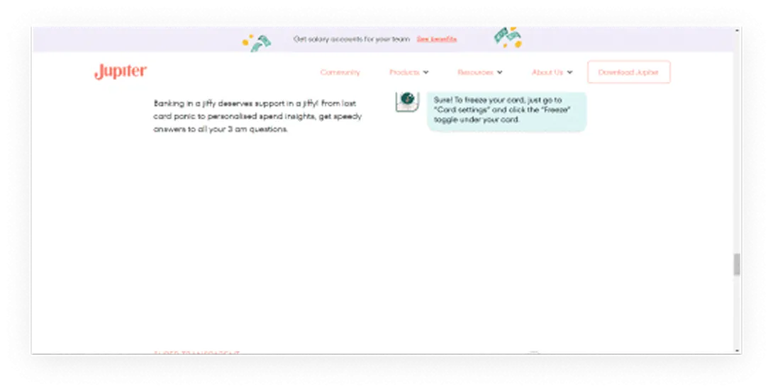 Jupiter homepage whitespace distribution visual hierarchy problem example