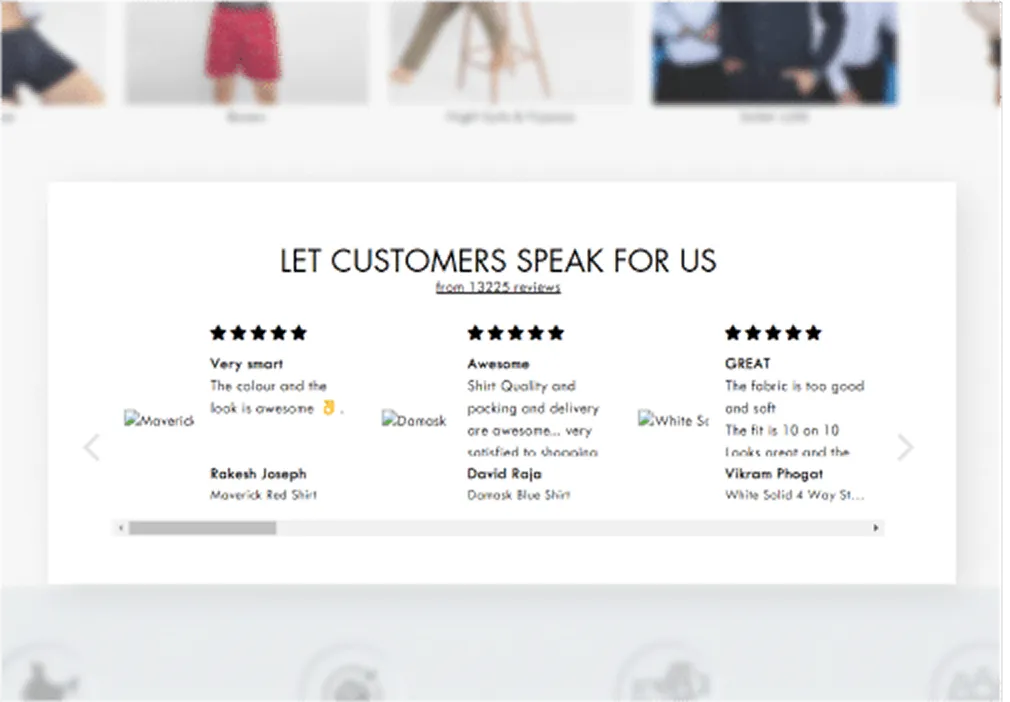 Snitch client review section showing spacing and visual hierarchy improvement areas