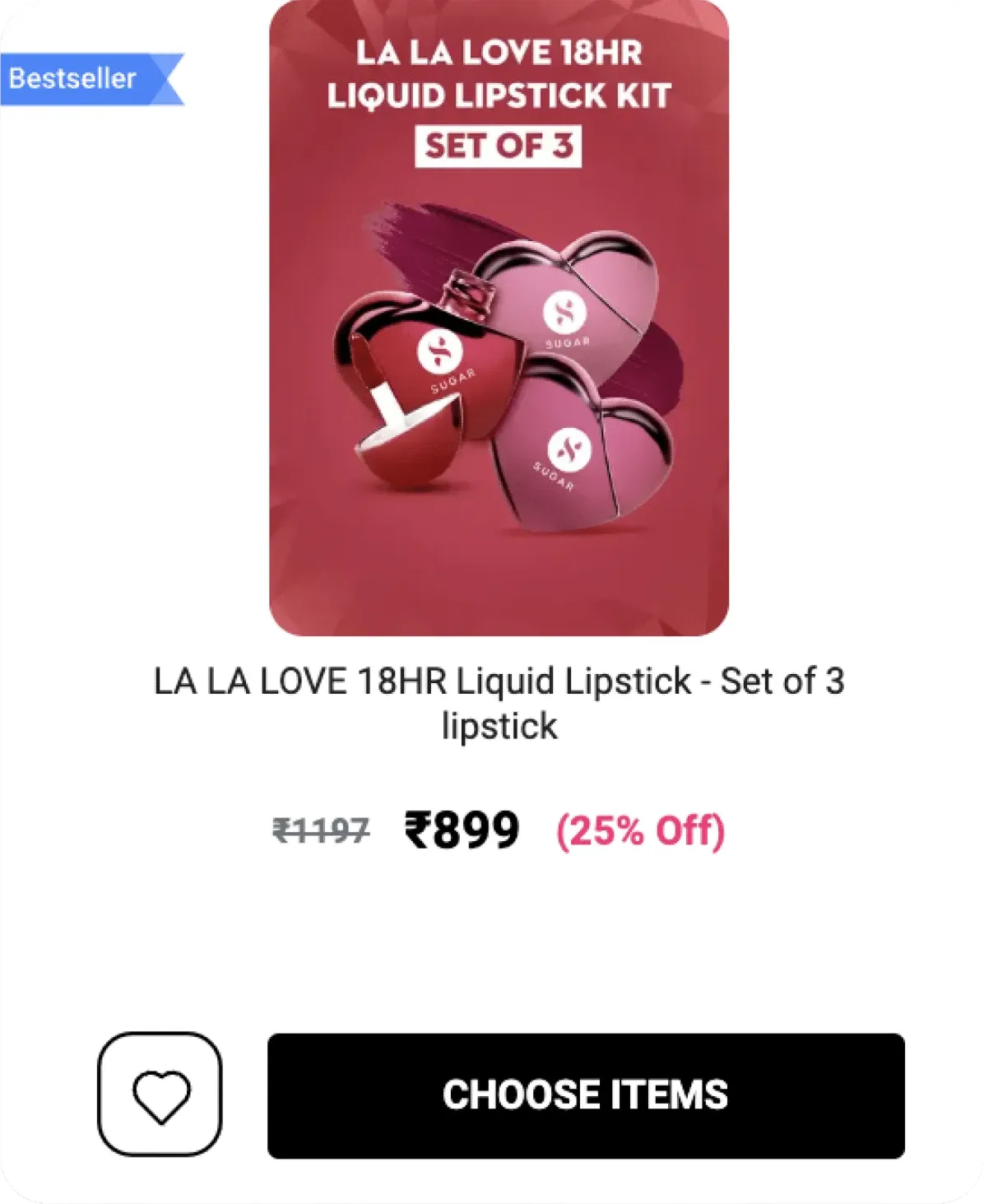 Sugar Cosmetics product section highlighting spacing improvement areas