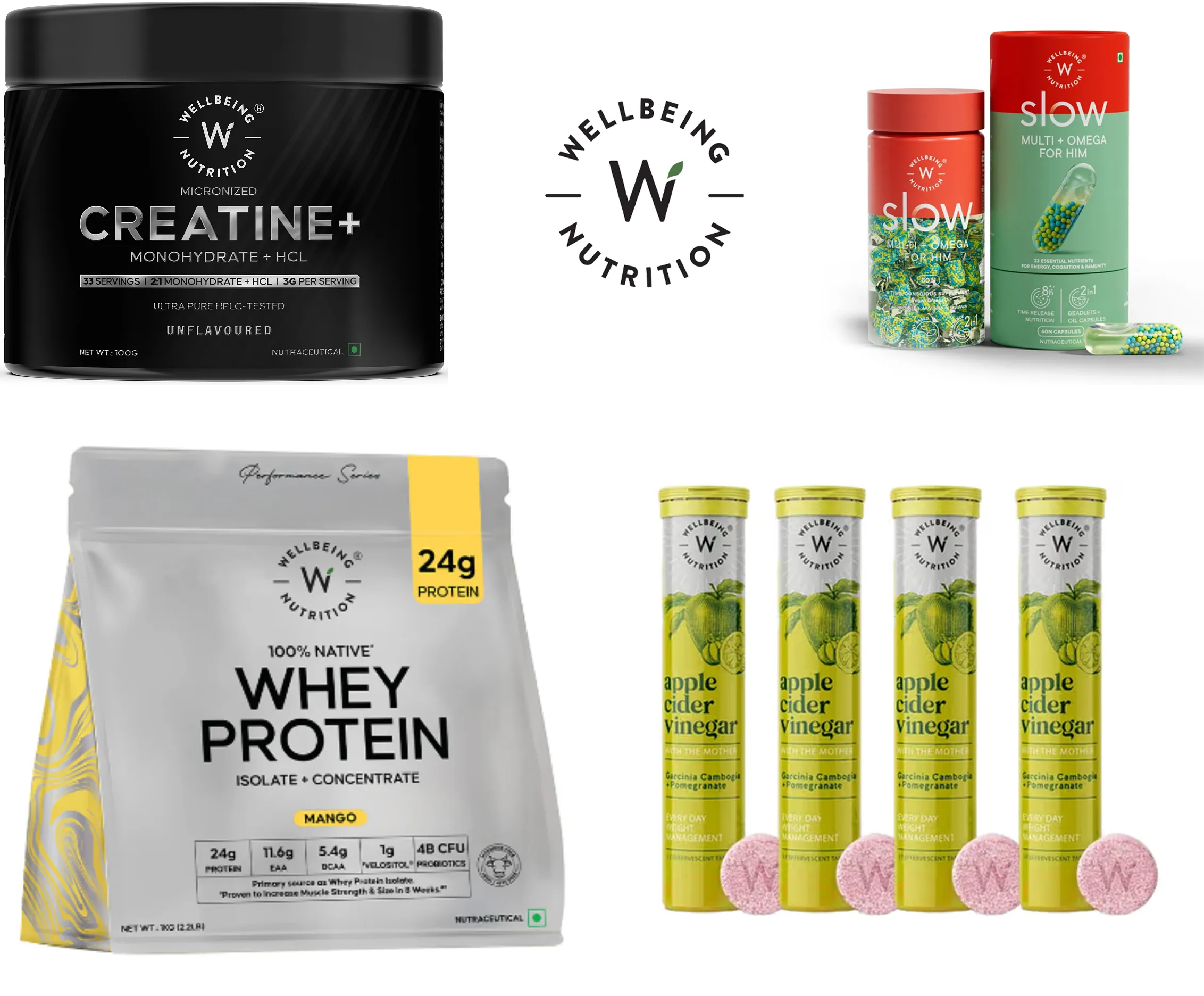 Wellbeing Nutrition diverse supplement product range showing innovative packaging formats across categories
