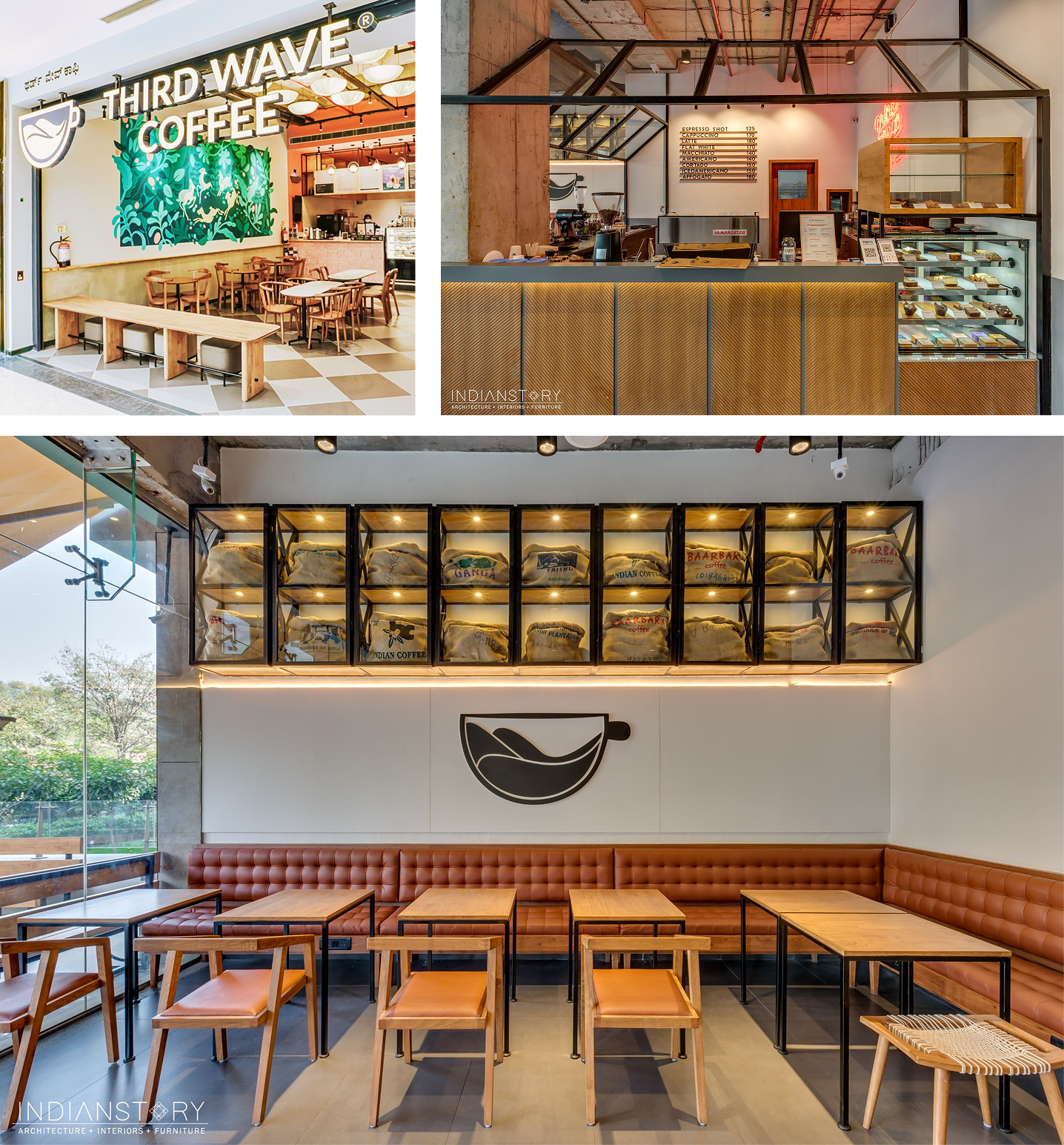 Third Wave Coffee café interior with modern minimalist design aesthetic