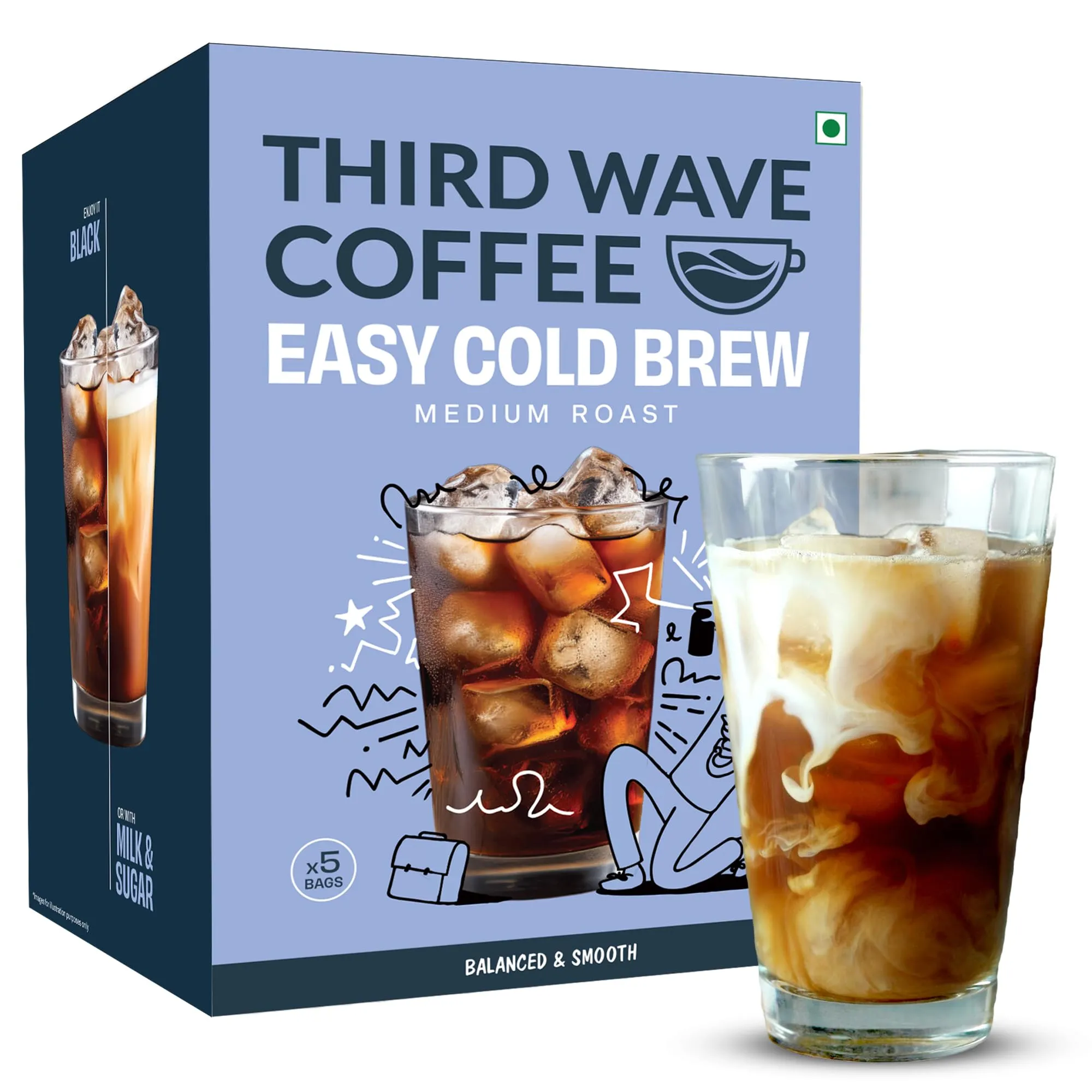 THIRD WAVE COFFEE Easy Cold Brew Coffee | Medium Roast | 5 Bags ...